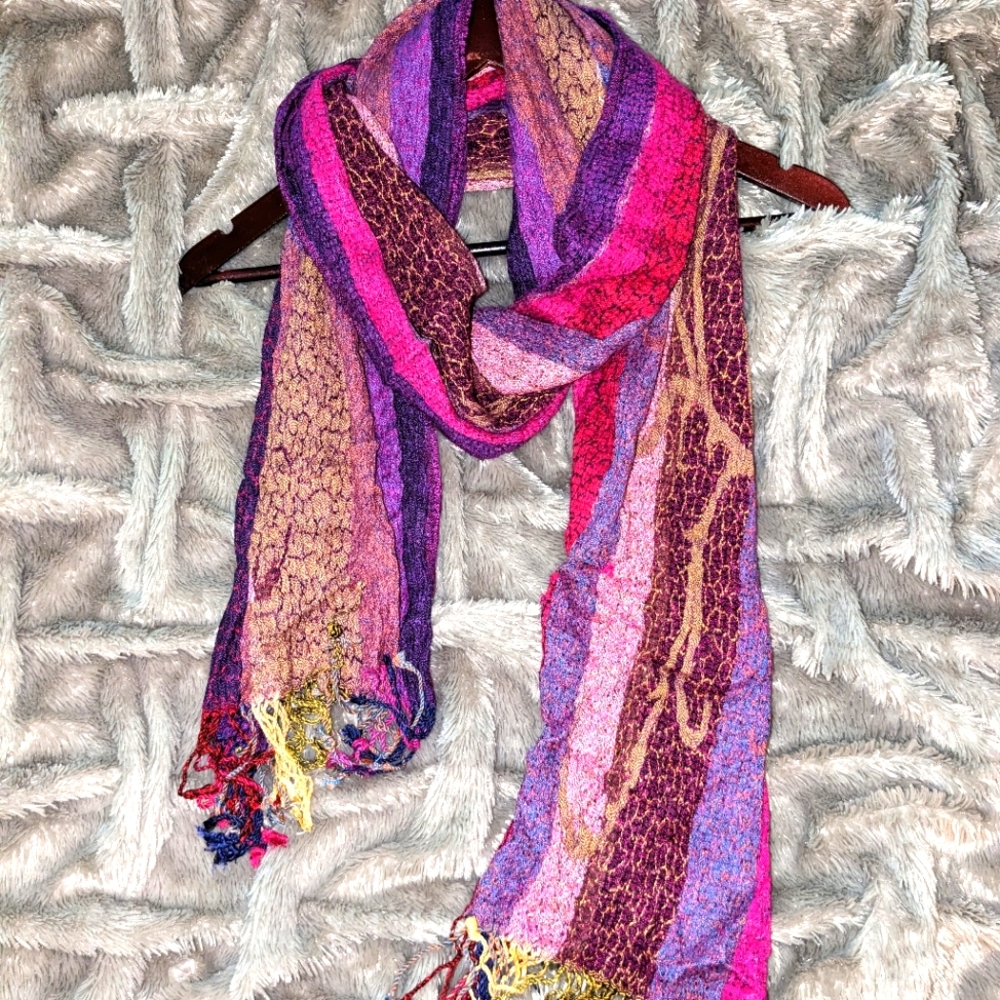Beautiful multi color, handmade scarf.